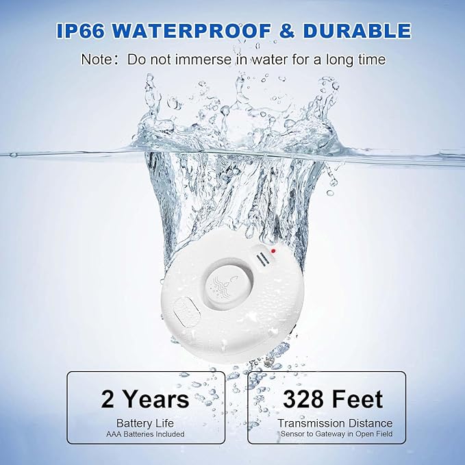 WiFi Water Leak Detectors for Home 3 Pack, Wireless Smart Water Leak Sensor, 120dB Adjustable Water Sensor Alarm Leak Detector, APP Alerts, 3 Water Sensors & 1 Hub for Kitchen, Bathroom, Sink, Laundry - Image 6