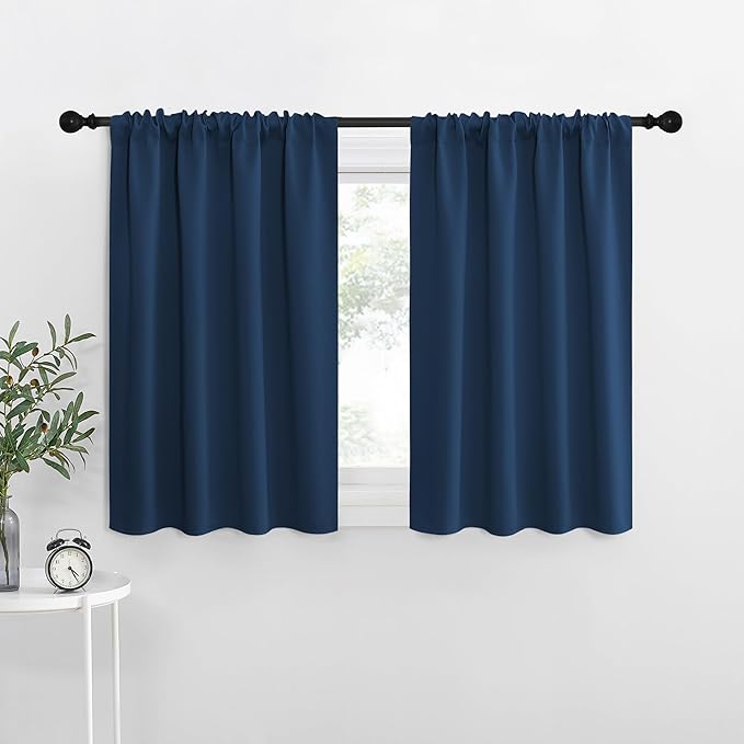 NICETOWN Blackout Curtains for Living Curtains, Moroccan Blue, 2 Panels, 29 by 30, Room Darkening Window Curtain Panels, Easy-Care Solid Thermal Insulated Draperies/Drapes for Daughter Room by NICETOWN