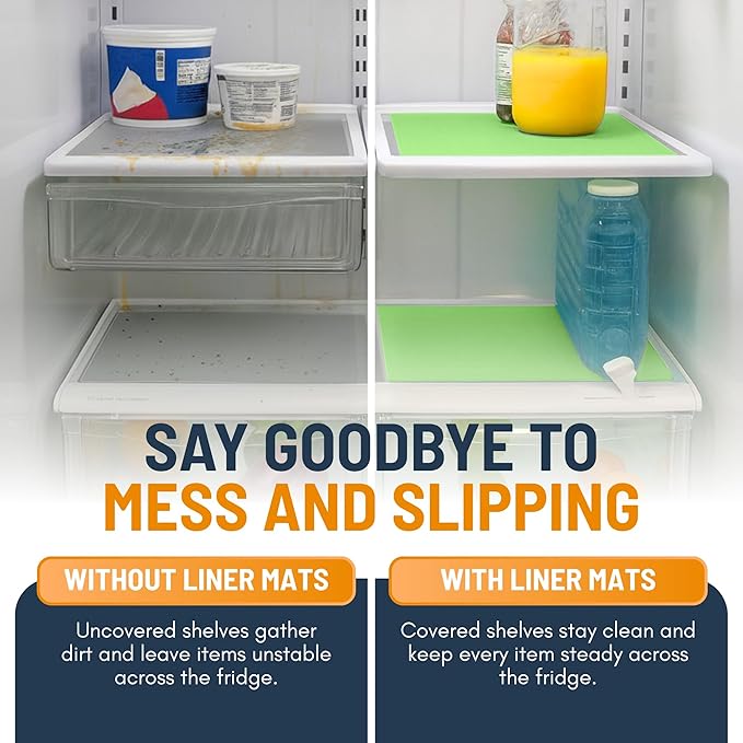 Refrigerator Liners for Shelves (8 Pack) by Linda’s Essentials - Non-Adhesive Shelf or Drawer Liner, BPA-Free Fridge Mats for Kitchen & Cabinets, Easy to Clean, Ideal Household Essentials (Green) - Image 5