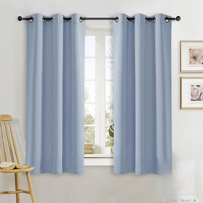 NICETOWN Blackout Curtain Blind for Bedroom, Single Panel, W34 x L63 inches, Vintage Blue, Thermal Insulated Grommet Blackout Room Darkening Drape/Drapery by NICETOWN