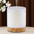 Essential Oil Diffuser for Home - 300ML Metal Aromatherapy Diffuser with Auto Shut-Off Protection & 4 Timers, Ultrasonic Humidifier with 7 Colors Lights for Large Room, Home Office Décor(White Flower) by EQUSUPRO