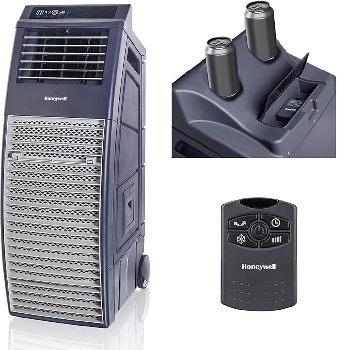 Honeywell Outdoor-Safe Portable Evaporative Swamp Cooler & Fan with GFCI Cord, Powerful 36Ft Airflow with Drink Holders, Gray - Image 7