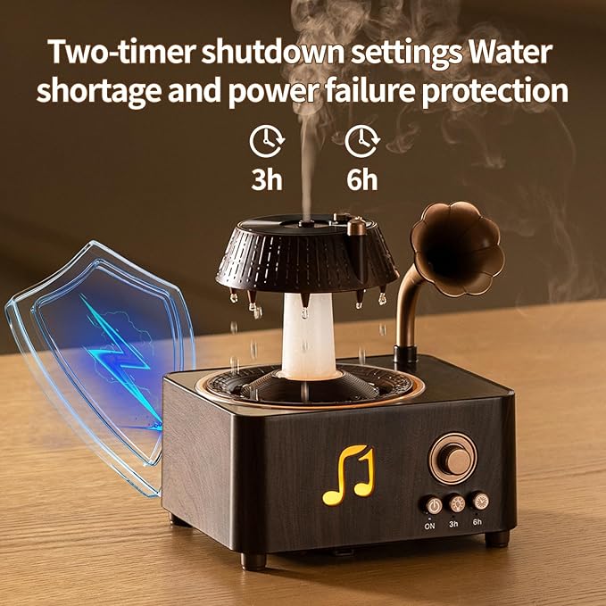 Aromatherapy Diffuser Oil Humidifier with Essential for Home, 250ml Rain Ultrasonic Aroma Diffuser. 7 Colors Light Waterless Auto Off with Remote Control for Large Room Office, Dark Wood Grain Gifts - Image 5