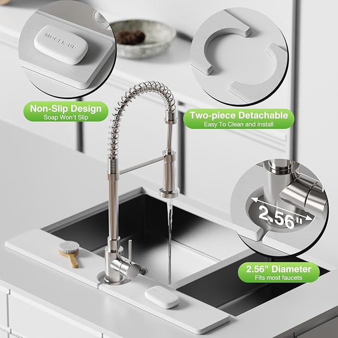 23.6" x 4" Stone Faucet Mat for Kitchen Sink, Quick Drying Diatomite Sink Tray, Faucet Sink Splash Guard for Prevents Moisture Buildup (White) - Image 5