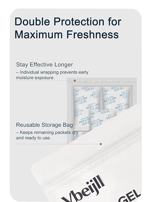 2 Gram (100 Pack) Color-Indicating Silica Gel Packets, Each 5 Pack Individually Sealed, Food Grade Desiccant - Rechargeable Moisture Absorbers for Food Storage, Electronics, 3D Filament & Safes - Image 4