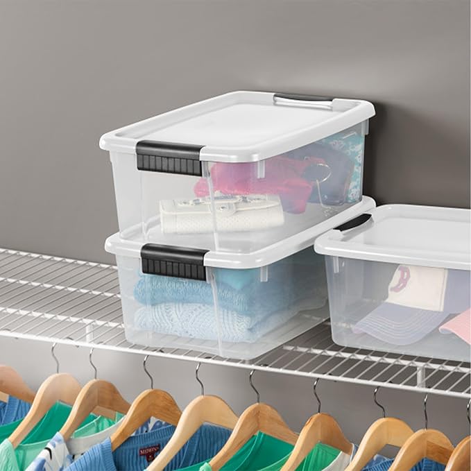 Sterilite 12-Pack Ultra Latching Box, Storage Bins with Lids, Clear Plastic, 18 Quart - Heavy-Duty Organizing Containers for Closet, Bathroom, and Office - Image 5