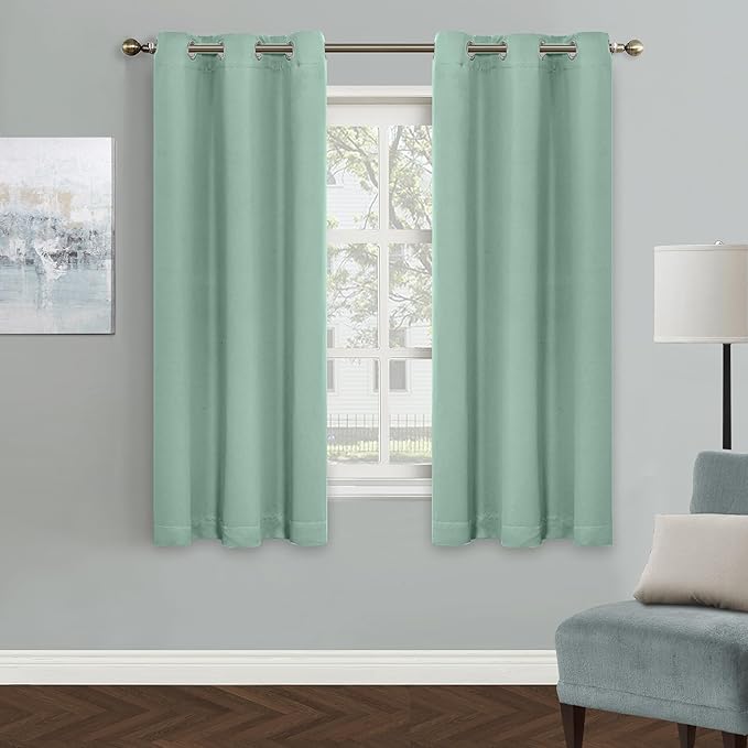 MYSKY HOME Aqua Blackout Curtains for Living Room, 63 Inch Long Grommet Room Darkening Curtain for Bedroom, Amazing Triple Weave Thermal Insulated Curtain, 1 Curtain Panel, 42 x 63 Inch, Aqua by MYSKYHOME