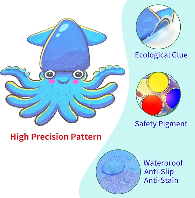 18Pack Bathtub Non Slip Stickers,Guppy Grips Bath Stickers with 61 Ocean Animals That Kids Love,Large Size Adhesive Stickers for Bathtub,Shower Floor,Baby Bath Tub - Image 5
