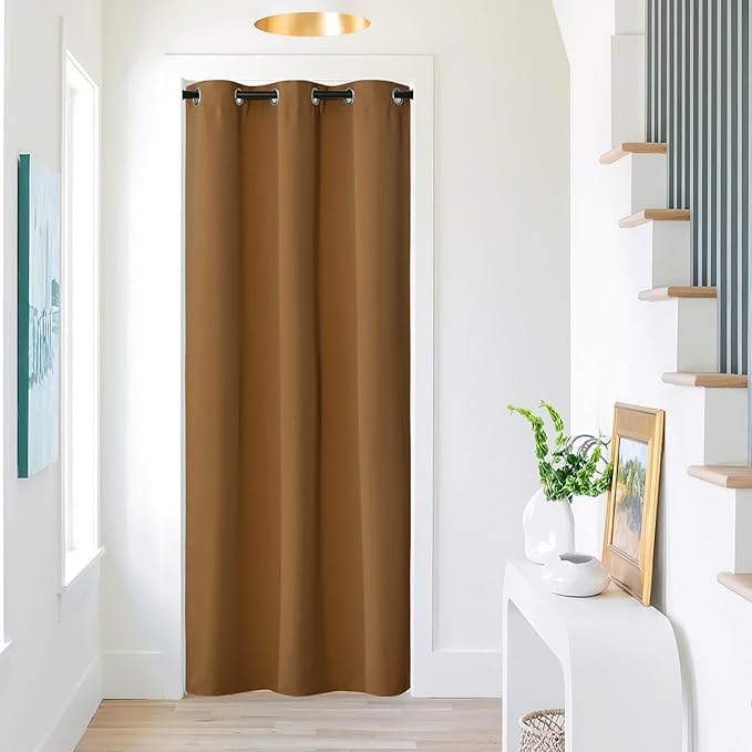 NICETOWN Thermal Insulated Door Curtains for Doorway Divider, Privacy Covering Blackout Light Blocking Curtain for Bedroom Closet/Sliding Glass Patio, 42" W x 80" L, Gold Brown, 1 Panel by NICETOWN