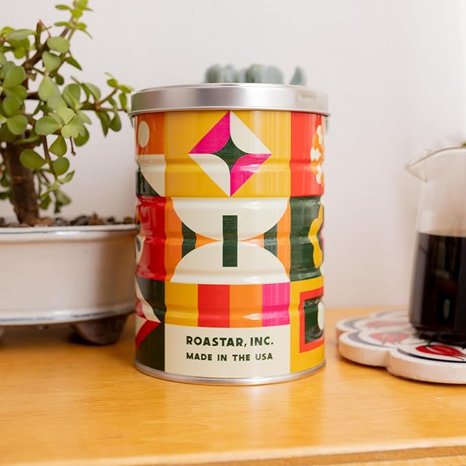Retro Tin Can, Studio MPLS Designs, Collectable, Peel & Stick Valved End with Metal Lid, 8-12oz (4.0625 x 5.5 in) (Retro Block Design) - Image 6