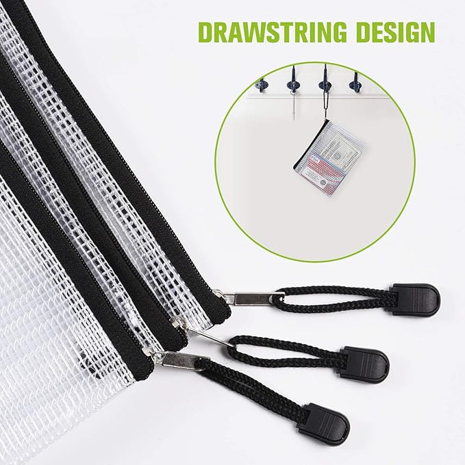 Mesh Zipper Pouch, 6PCS Waterproof Plastic Mesh ZipperBag, B5 Size Tear-Resistant Document Pouch, Extra Large Zip File Bags, for School Office Supplies Home Travel Storage(11.26×7.9 Inch) - Image 5