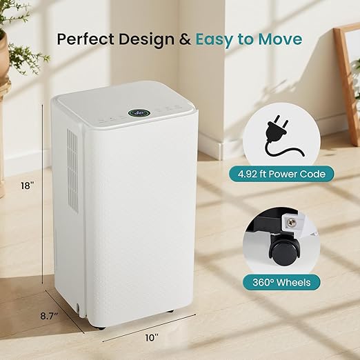 NEWBULIG 30Pints Dehumidifier with Drain Hose, 2,000 Sq.Ft Dehumidifier for Basement, 0.53 Gallon Tank, Low 38dB, Smart Humidity Ring, Ideal Whole House Humidity Remover for Home, Bedroom & Bathroom - Image 5