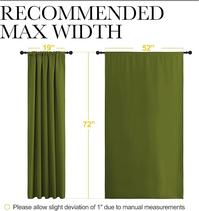 NICETOWN Christmas Window Curtains Blackout Drapes for Gifts, Thermal Insulated Solid Rod Pocket Blackout Curtains/Draperies for Living Room (Olive Green, 1 Pair, 52 by 72-Inch) - Image 7