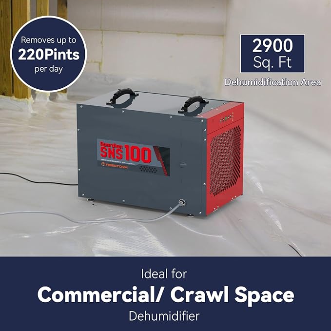 Abestorm 220 Pint Commercial Dehumidifier with Pump, Crawl Space Dehumidifier for Basement, Industry Water Damage Unit, Large Capacity, Auto Operation/Defrost, Memory Starting - Image 2