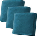 H.VERSAILTEX Velvet Stretch Couch Cushion Cover Plush Cushion Slipcover for Chair Loveseat Sofa Cushion Furniture Protector Seat Cushion Sofa Cover (3 Piece XL Sofa Cushion Covers, Deep Teal) by HVERSAILTEX