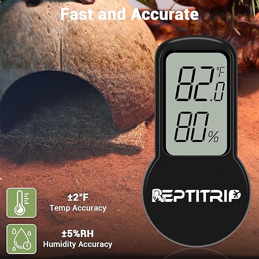 Reptile Thermometer, Hygrometer for Reptile Tank, Hygrometer Thermometer with Digital LCD Display, Support for Fahrenheit and Celsius, with Two Batteries - Image 3