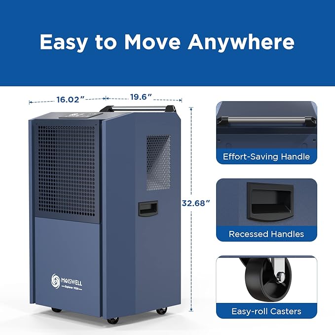 305 Pint Commercial Dehumidifier for Industrial Sites, Commercial-Grade Dehumidifiers with Drain Hose for Large Spaces Basements, Warehouse, Flood Water Damage Restoration, 5-Year Warranty - Image 5