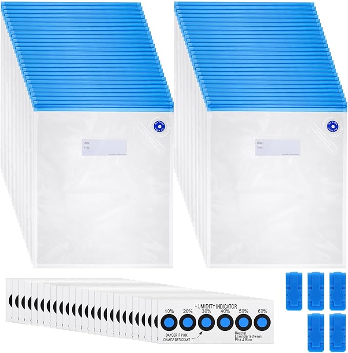 80 Pcs 3D Filament Storage Bags Kit, 50 Pcs 3D Printer Filaments Vacuum Storage Bag 13.4 x 11.8 Inch with 5 Sealing Clip 25 Humidity Indicator Cards for Keep Filament Dry by Unknown