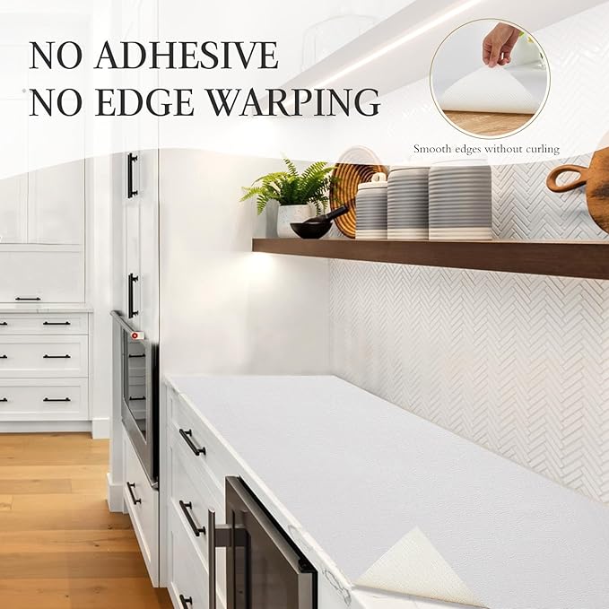 Beautysaid Shelf and Drawer Liner for Kitchen Cabinet, Non Adhesive Non Slip Shelf Paper Waterproof Washable Thickened for Dresser Pantry Shelve Bathroom Protector Liner(White,23.6 in x 10 FT) - Image 5