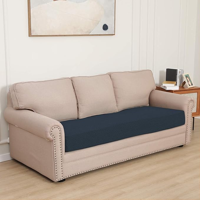 Easy-Going Stretch Cushion Cover Sofa Cushion Furniture Protector Sofa Seat Sofa Slipcover Sofa Cover Soft Flexibility with Elastic Bottom(Sofa Cushion, Dark Blue) - Image 2