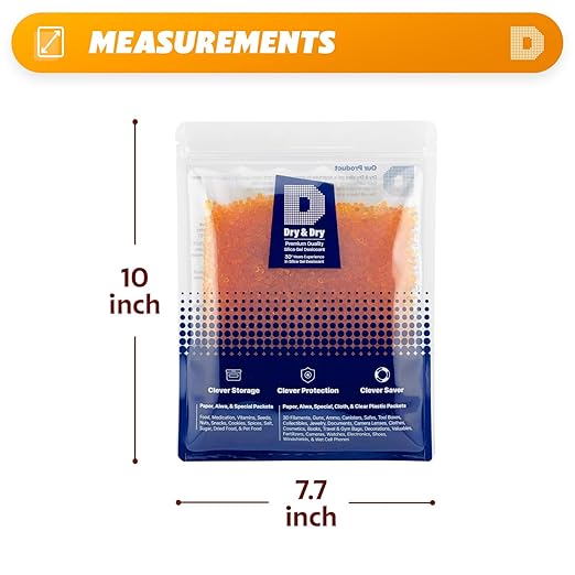 Dry & Dry [1.2 LBS] Premium Orange Indicating Silica Gel Desiccant Beads(Industry Standard 3-5 mm) - Rechargeable Silica Gel Beads(1.2 LBS) - Image 6