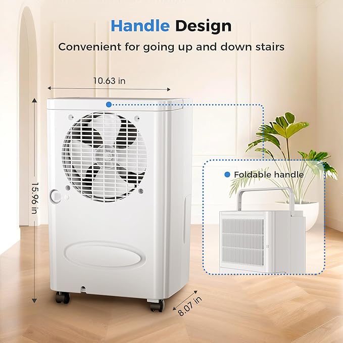 2,500 Sq Ft Portable Home Dehumidifier with Drain Hose, 74 OZ Water Tank, 24 Hr Timer, 3 Modes High Efficiency Compressor for Basement, Bedrooms, Bathrooms and Laundry Rooms - Image 2