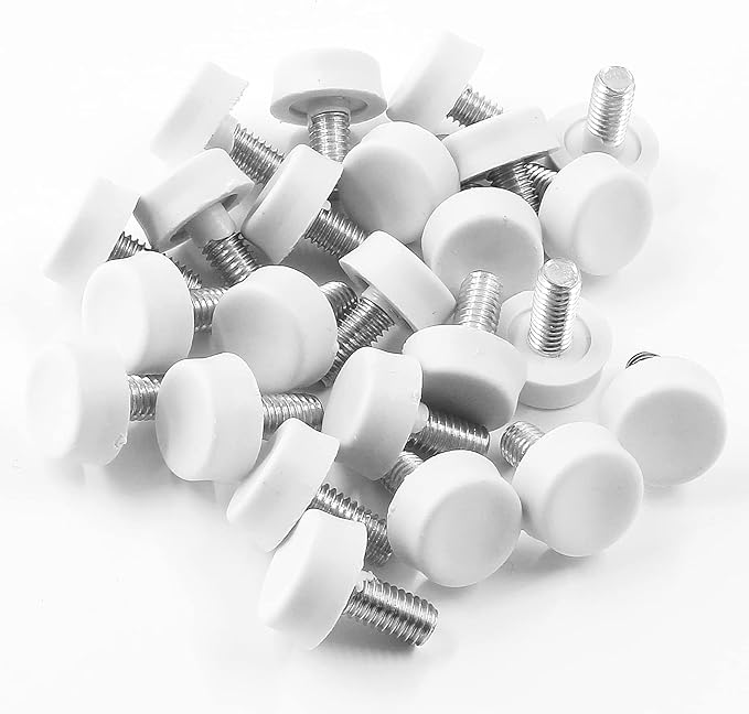 Biaungdo 24 Pcs Adjustable Furniture Levelers, M6x15 mm Ajustable Leveling Feet Screw On Furniture Glide Foot Levelers for Table, Chair, Cabinet, Furniture Legs, White - Image 7