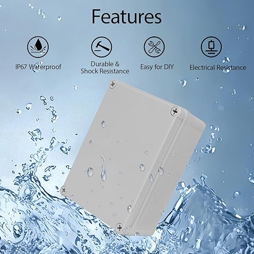 Junction Box, 6.9"x 4.9"x 3"(2 Pack) Outdoor Electrical Box with Mounting Plate, IP67 Dustproof Waterproof ABS Plastic Project Box, DIY Electrical Enclosure Gray (175x 125x 75 mm) - Image 5
