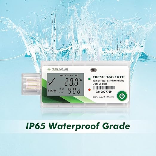 Freshliance LCD Temperature Humidity Data Logger, Single Use USB Temperature Humidity Recorder with PDF or CSV Report, 65000 Readings -22℉~158℉ High Accuracy, 7days, 1pack, Fresh Tag10TH - Image 5