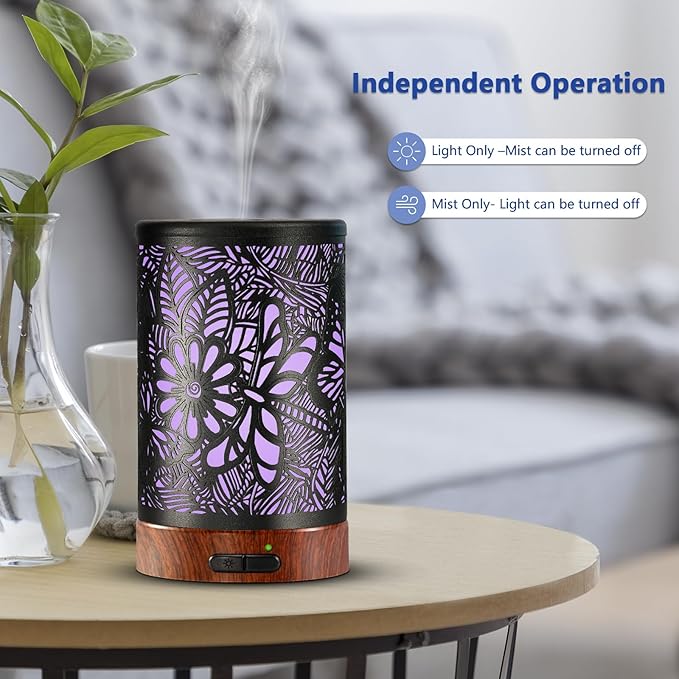 Essential Oil Diffuser Aromatherapy Diffuser - Metal Aroma Diffuser for Home 150ml Ultrasonic Cool Mist Diffuser with 7 Colors Light Auto Shut-Off Protection for Home Office Decor & Gift (Dragonfly) - Image 4