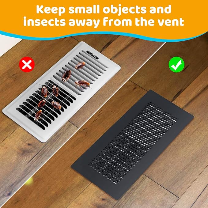 Orzbow Baby Proofing Soft Silicone Vent Cover for Home Wall/Ceiling/Floor Register of Width 5.3" to 5.9", Length 11.3" to 11.9", Child Proof Floor Air Vent Deflector Cover, Easy Install, Black, 2 Pack - Image 5