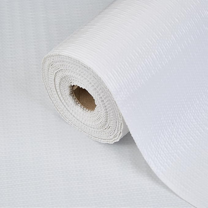 Drawer Shelf Liner for Kitchen Cabinets, Non Adhesive Slip Resistant Shelf Paper Easy to Clean, Strong Grip Thickened Waterproof Washable Mats for Pantry Shelves Cupboard Dresser, White, 17.5in x 20FT by TheBaDaz