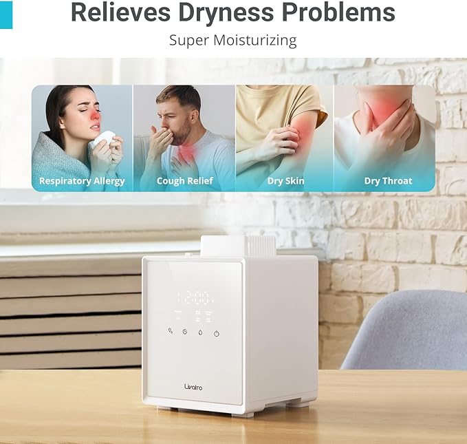 Stainless Steel Humidifier, 3L Warm Mist Humidifier, Easy Clean with Warm Steam Humidifier, Healthy Air Mist Humidifiers for Bedroom Living Room, with Sleep Mode and Auto-off Setting - Image 4