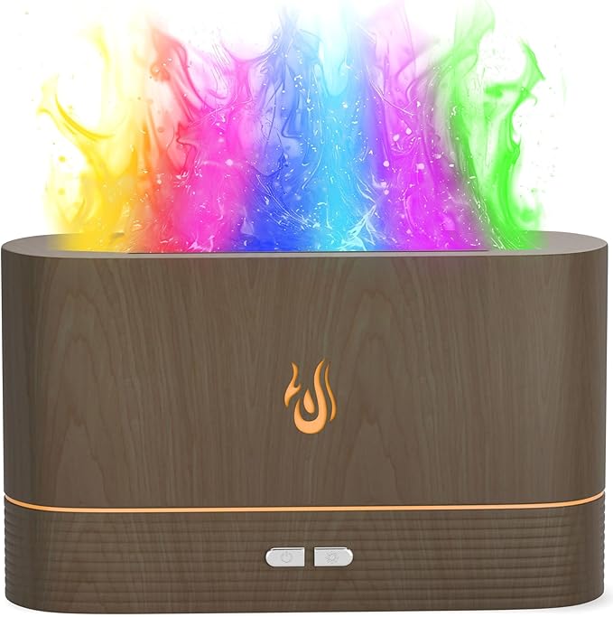 Colorful Aroma Essential Oils Diffuser for Home, Quiet Cool Mist Flame Humidifier for Bedroom with Remote, Fire Flame Diffuser Humidifier with Scent (Dark Wood) by Unknown