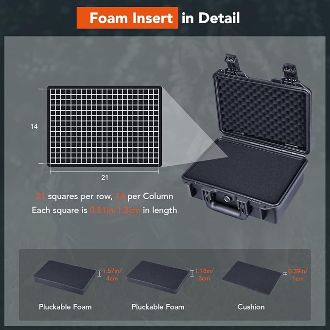 Lykus HC-3010 Waterproof Hard Case with Customizable Foam Insert, Interior Size 11.81x7.87x4.72 in, Suitable for Pistol, Camera, Lens, Drone, Mic, Flashlight, Electronics, Tools, and More - Image 8