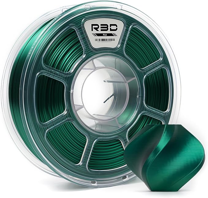 R3D PLA Filament 1.75mm, 0-370 mm/s High Speed PLA Printing, Dimensional Accuracy +/- 0.02mm, 1KG (2.2lbs) Clear Plastic Spool 3D Printer Filament (Silk Green) by R3D