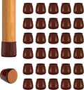 36pcs Round Chair Leg Floor Protectors, Felt Pads Chair Leg Protectors for Hardwood Floors, Silicone Furniture Feet Cups Covers Felt Pads, Prevents Scratches & Reduce Noise, Brown, Small by BAIPOK