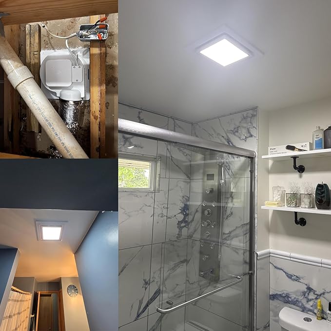 12" Ultra Quiet Bathroom Exhaust Fan with 6500K LED Light, 1.0 Sone 120 CFM, 10x10 Mount, 1500 LM Ceiling Ventilation Fan, Energy Efficient - Image 9