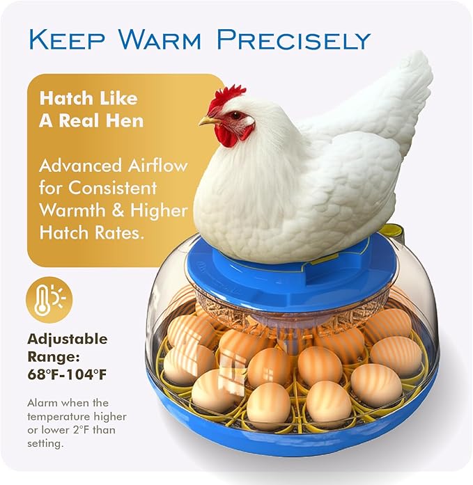OtterVerz 11 Egg Incubators for Hatching 18-36 Chicken/Quail/Turkey Eggs, 360° View Poultry Incubator with Automatic Egg Turning and Humidity Control, Suitable for Farm, Classroom, Home - Image 7