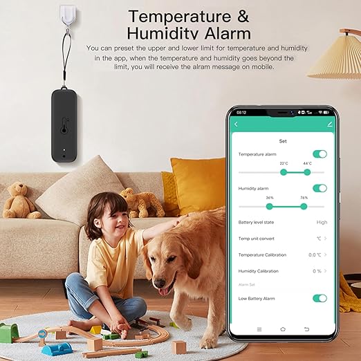 WiFi Thermometer Hygrometer: Smart Temperature Humidity Sensor with App Notification Alert, Data Storage Export, Calibrated Indoor Temperature Monitor, for Room Greenhouse Wine Cellar (1-Pack Black) - Image 2