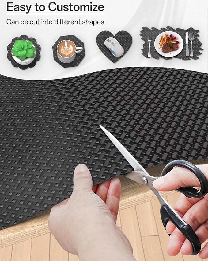 Shelf and Drawer Liner for Kitchen Cabinet, Non-Adhesive 18in x 120in Waterproof Contact Paper Refrigerator Liners Thickened Durable EVA Material Non Slip Mat for Dresser Cupboard Pantry Protector - Image 6