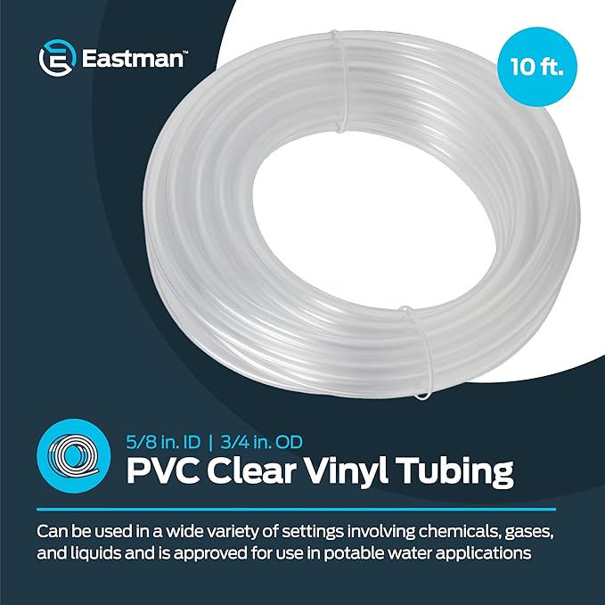 Eastman 5/8 Inch ID (3/4 Inch OD) PVC Clear Vinyl Tubing, 10 Foot Length, 98570 - Image 2