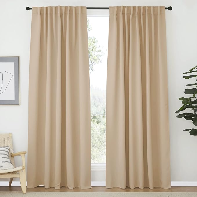 NICETOWN Window Treatment Elegant Curtains - (Biscotti Beige Color) 70 X 84, 1 Pair, Room Darkening Curtains and Drapes for Bedroom by NICETOWN
