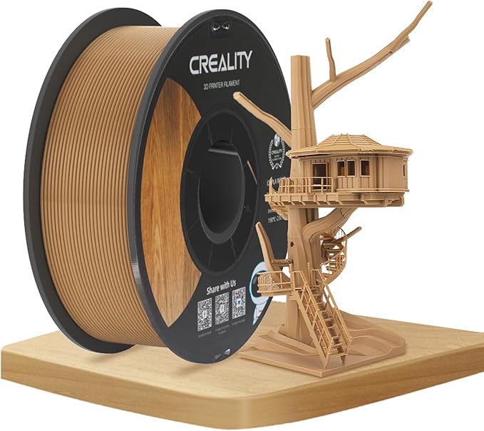 Official CREALITY Wood Filament PLA 1.75 mm, Woods 3D Printer Filament, More Than 30% Real Wood, Smooth Silk Texture, Toughness, 1kg(2.2lbs)/Spool 3D Printing Filament, for All FDM Printers by Creality