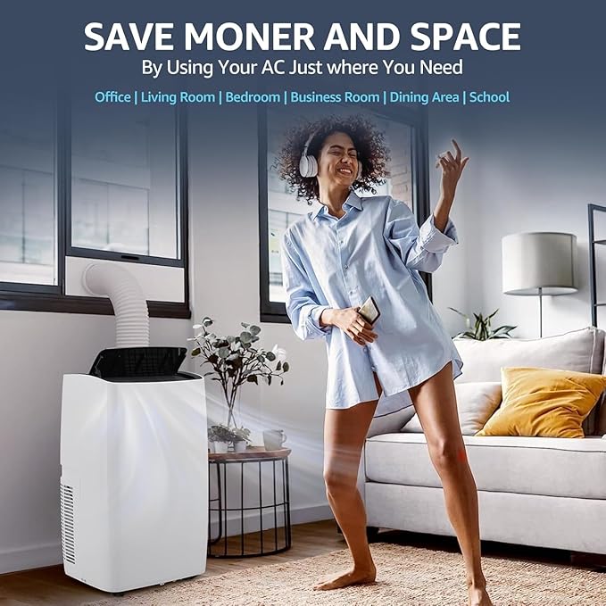 12,000 BTU Portable AC Units for Rooms, 3-In-1 Portable Air Conditioner Up to 550 Sq.Ft(Approx.) | Remote, LED Display, 24H Timer | Includes Window Kit & Extendable Hose, White-3031 - Image 5