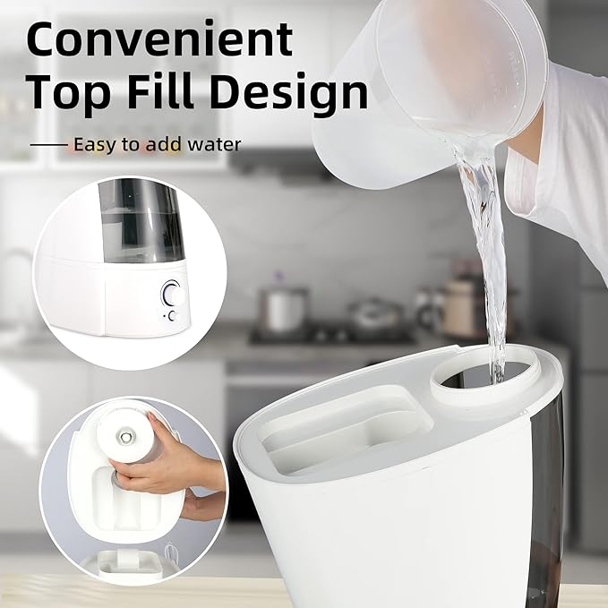 Cool Mist Humidifier for Office & Bedroom, 5L Top Fill Personal Humidifier with Adjustable Mist Mode, 2 Settings, Anion Technology, Ultra Quiet, Auto Shut-Off, Lasts Up to 15 Hours – Black - Image 4