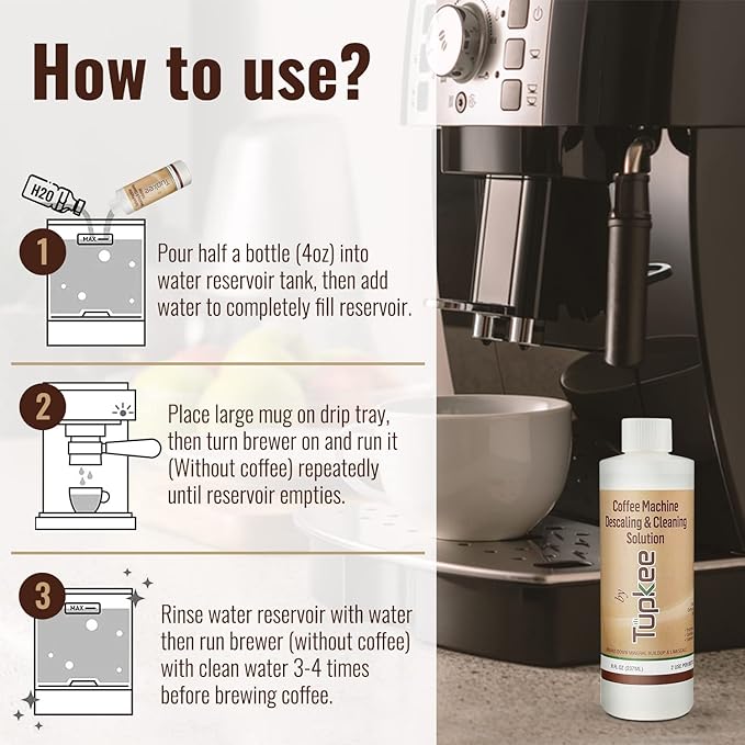 Tupkee Universal Descaling Solution for Keurig Breville Nespresso & Delonghi (2 Uses) | Coffee Machine Descaler Cleaner | Liquid To Descale Automatic Coffee Makers & Espresso Machines - Image 4