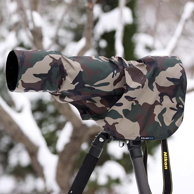 Rolanpro Waterproof Camera Lens Rain Cover Raincoat for Sony FE 200-600mm F5.6-6.3 G OSS # Green Camo - Image 2