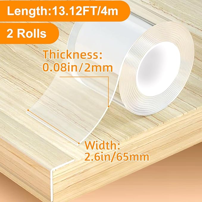 2 Rolls Clear Soft Corner Protectors for Furniture Strip,Sharp Edge & Table Bumper,Window Edge,Wall Protector, Soft Corner Guards Safe for Proof,Table Corner Protectors in Family,2.56 in x 13.12 FT - Image 2