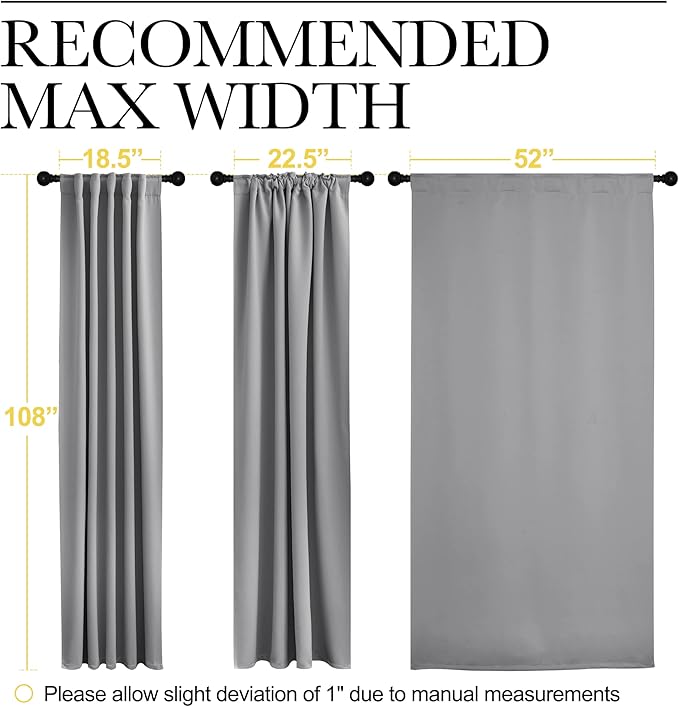 NICETOWN Bedroom Blackout Curtain Panels - (Silver Grey Color) 52 x 108 inch, 2 PCs, Insulating Energy Saving Solid Rod Pocket Blackout Drapes for Hall, Villa - Image 7
